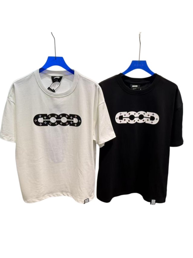 Rhombus Hollow Letter Color Rhinestone Foam Print Tee 2 colors 29220605