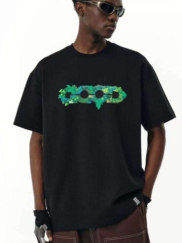 3D Green Plant Embroidery Map Tee 2 colors 29220595