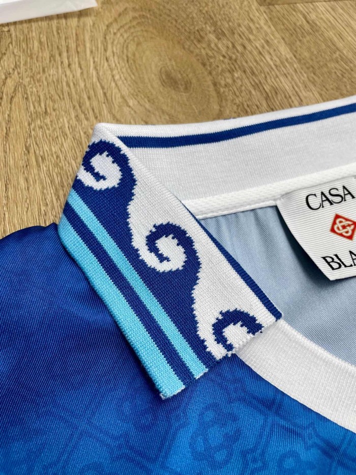 1:1 quality version Gradient Blue White All Over Jacquard Logo Satin Silk V Neck Soccer Jersey T-shirt 29220501