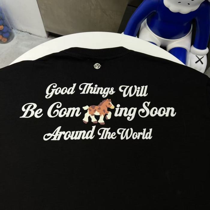 Year Of Horse Cute Foam Denim Hot Rhinestone Tee 2 colors 29220115
