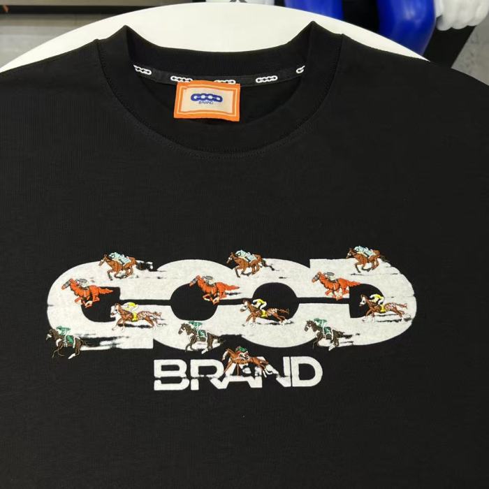 Year Of Horse Fixed Flocking Embroidery Horse Racing Print Tee 29220116