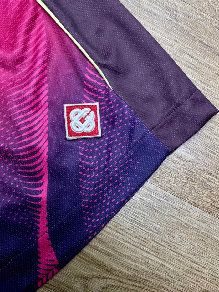 1:1 quality version Purple Gradient Dot Print Gold Side Piping Elastic Waist Soccer Shorts 29220803