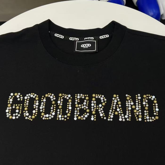 Slogan Champagne Fragment Hot Rhinestone Tee 2 colors 29220122