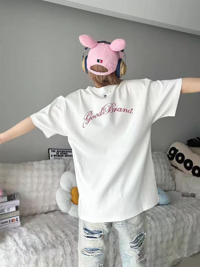 Year Of Horse Pink Denim Full Rhinestone Tee 29220114