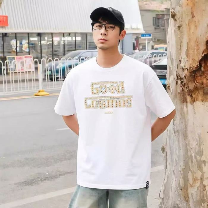 Around The World Color Rhinestone Embroidery Tee 2 colors 29220119