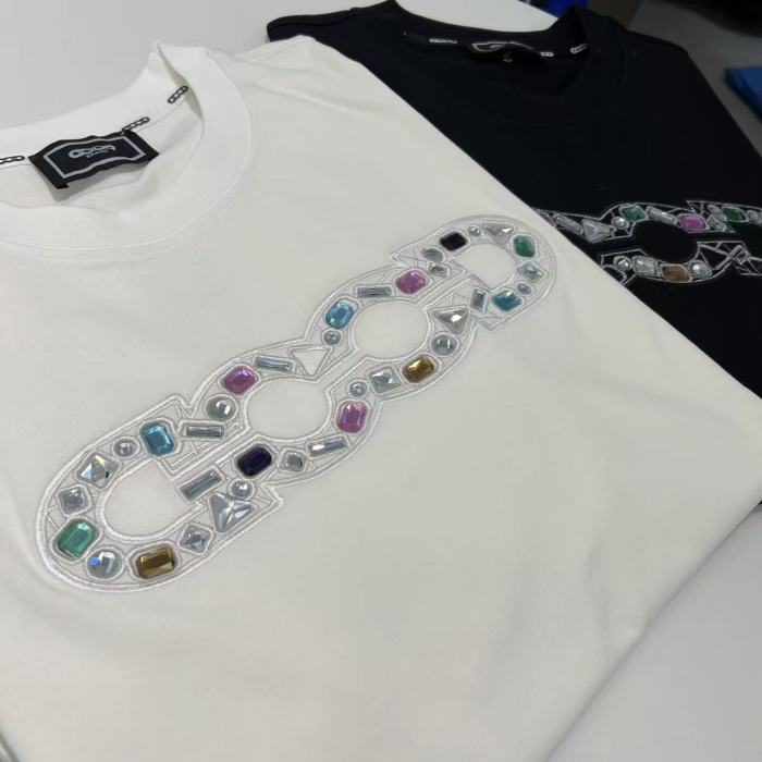Luxury Inlaid Gem Logo Embroidery Tee 2 colors 29220118