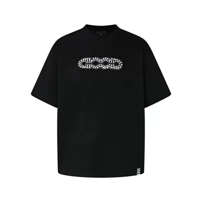 Streetwear Rhinestone Beaded Letter Tee 2 colors 29220602