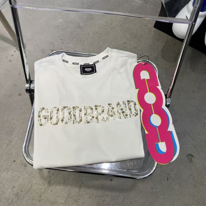 Slogan Champagne Fragment Hot Rhinestone Tee 2 colors 29220122