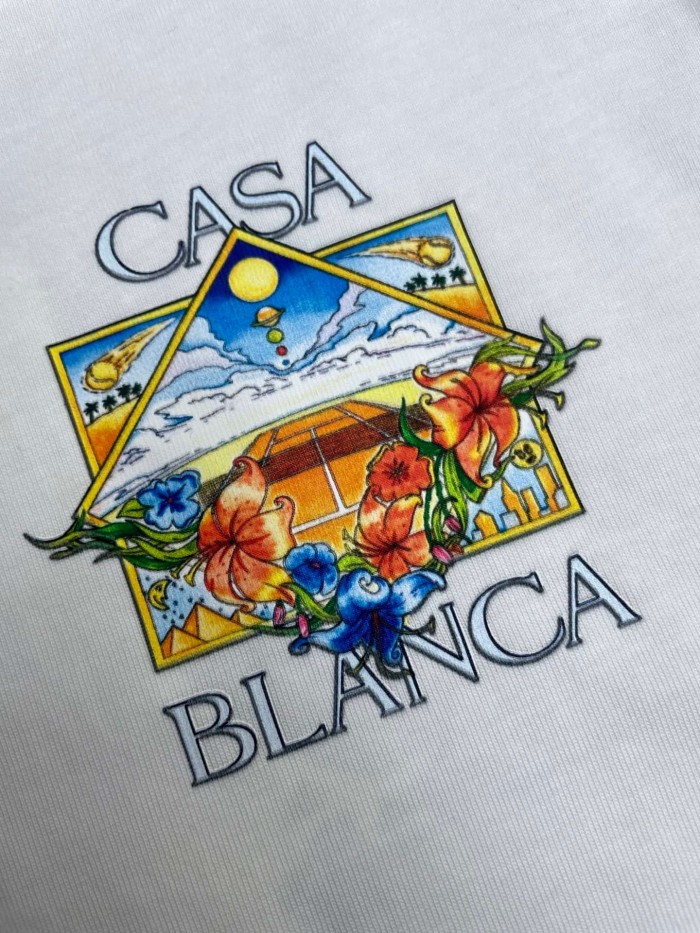 1:1 quality version Oversized Mediterranean Vintage Triangular Celestial Floral Tennis Digital Print T-shirt 2 colors 29220044