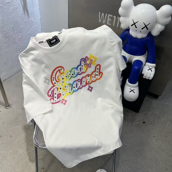Unisex Colorful Slogan Rhinestone Luxury Fashion Premium T-shirt 2 colors 29220085