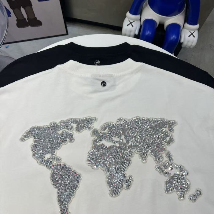 Map Sequin Embroidery Basic Logo Long Sleeve T-shirt 2 colors 29220594