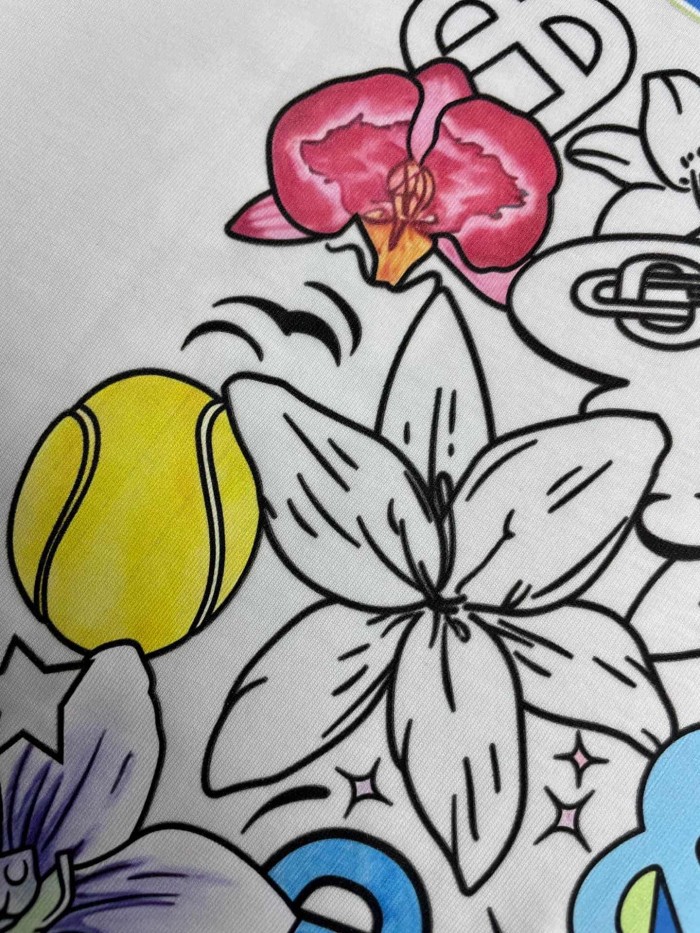 1:1 quality version Oversized Y2K Streetwear Graffiti Floral Smiley Tennis Doodle Digital Print T-shirt 2 colors 29220079