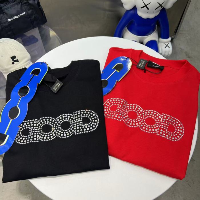 Streetwear Rhinestone Beaded Letter Tee 2 colors 29220602