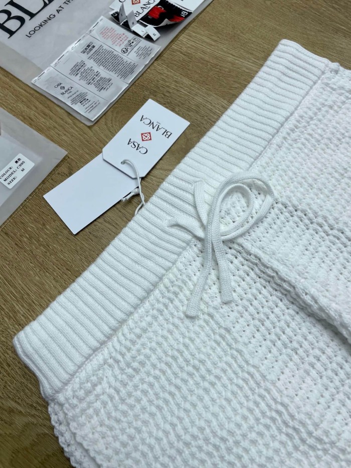 1:1 quality version Purple Red Pink Gradient Horizontal Striped Embroidered Badge Knit Shirt & Shorts Set 29220621