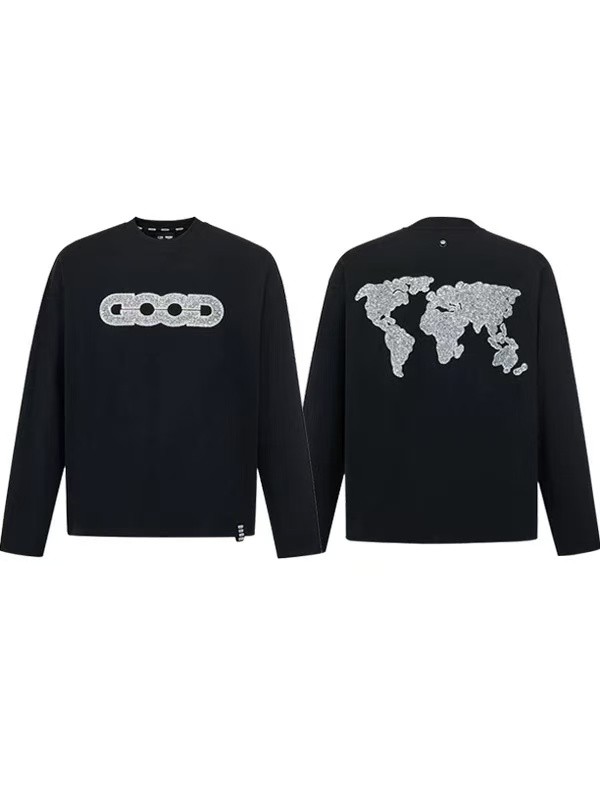 Map Sequin Embroidery Basic Logo Long Sleeve T-shirt 2 colors 29220594