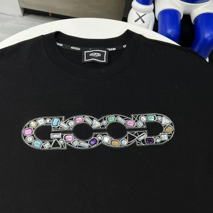 Luxury Inlaid Gem Logo Embroidery Tee 2 colors 29220118
