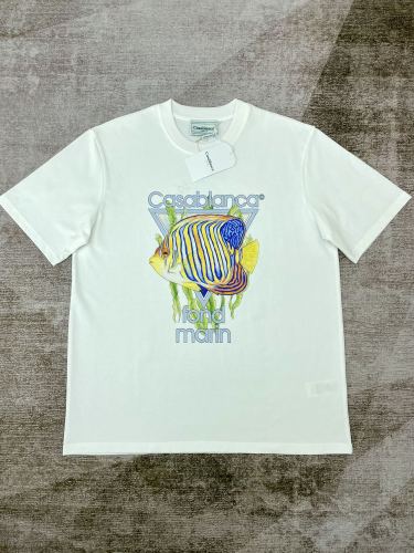 1:1 quality version Transparent Triangle Vibrant Striped Angelfish Seaweed French  fond marin  Letter Print T-shirt 29220582