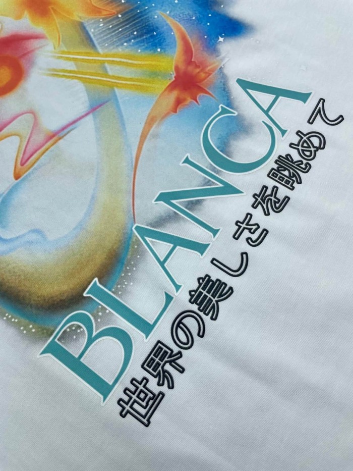 1:1 quality version Japanese Text Psychedelic Gradient Face Butterfly Dual Side Print T-shirt 29220562