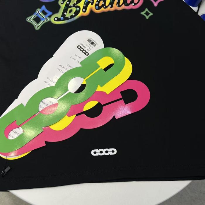 Unisex Colorful Slogan Rhinestone Luxury Fashion Premium T-shirt 2 colors 29220085