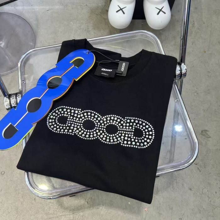 Streetwear Rhinestone Beaded Letter Tee 2 colors 29220602