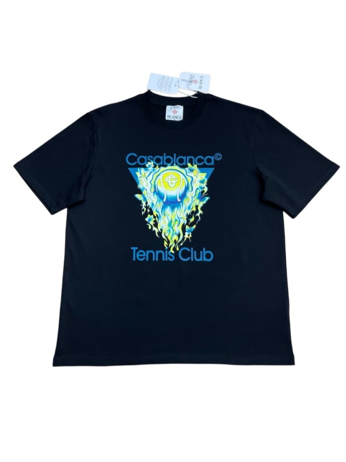 1:1 quality version Tennis Club Neon Blue Triangle Flame Butterfly Print T-shirt 29220539