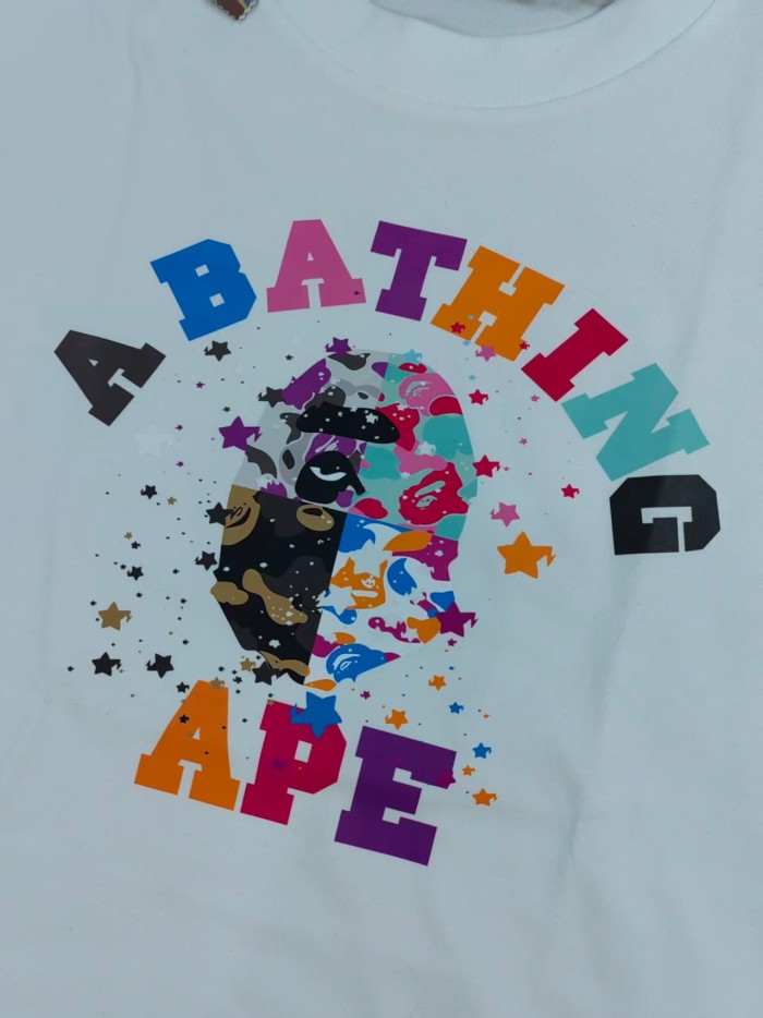 colorful letter camo spray ink print T-shirt 2 colors 29069010