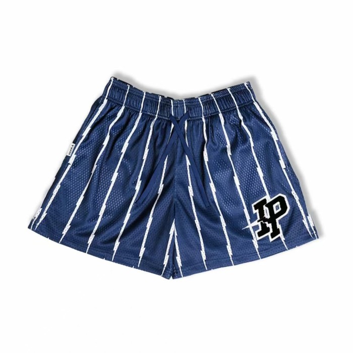 Vertical Lightning Striped Fine Mesh IP Logo Quick Dry Basketball Running Shorts 3 colors 29284374