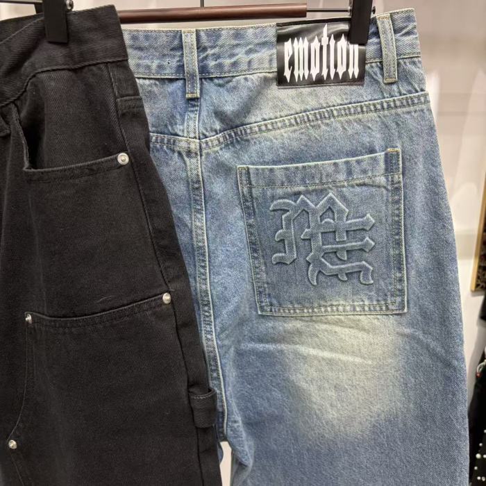 Double Front Pocket Rivet Stitch Panel Washed Men Carpenter Five Inch Denim Shorts 2 colors 29285744