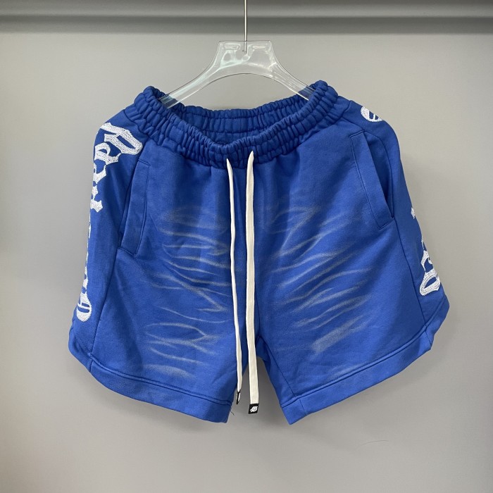 Ripple Wrinkle Texture Side Patch Logo Print Drawstring Waist French Terry Sweat Shorts 3 colors 29285822