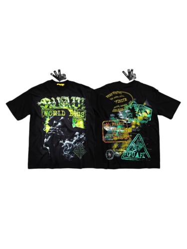 Double Sided Retro Portrait Stamp Collage Gradient Neon Print Washed Cotton Men Oversized T-Shirt 29285835