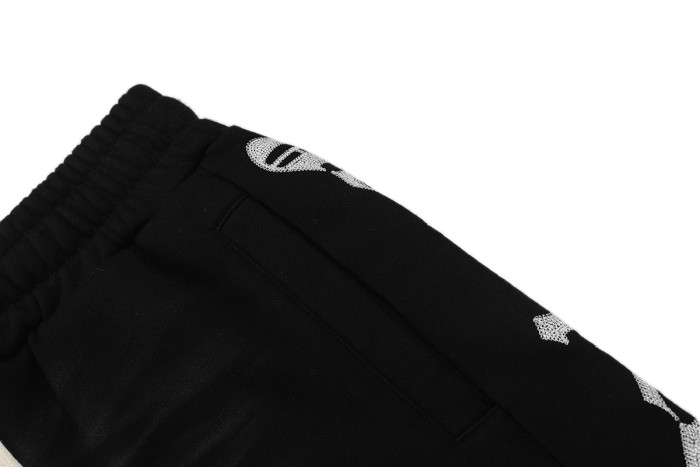 Ripple Wrinkle Texture Side Patch Logo Print Drawstring Waist French Terry Sweat Shorts 3 colors 29285822