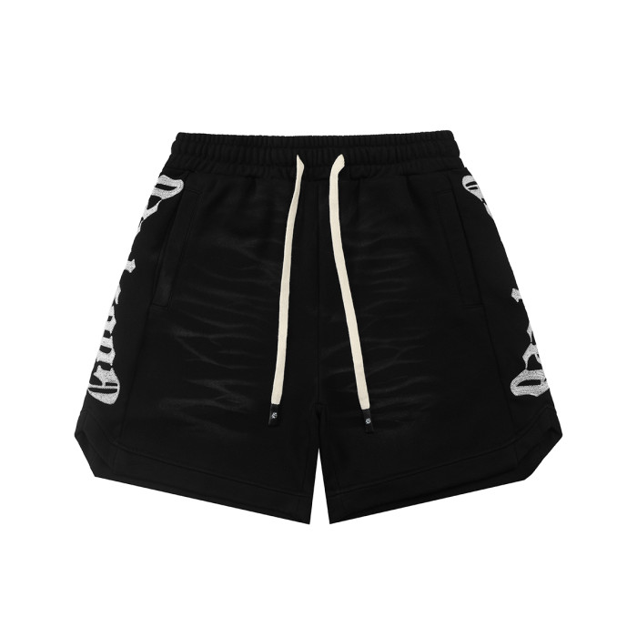 Ripple Wrinkle Texture Side Patch Logo Print Drawstring Waist French Terry Sweat Shorts 3 colors 29285822
