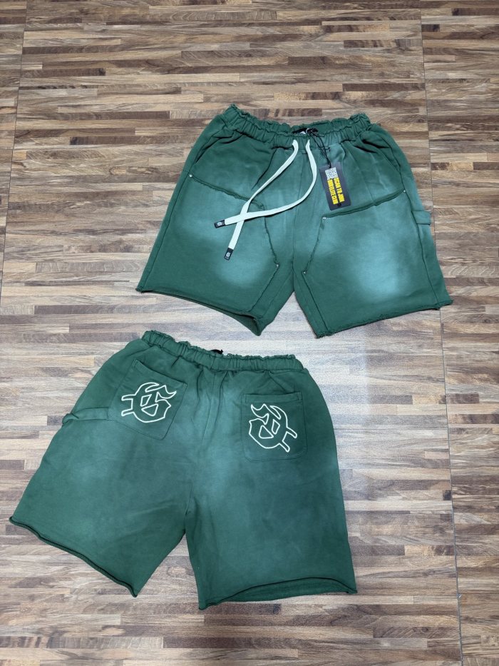 Cotton Terry Fabric Distressed Ripped Rivet Washed Drawstring Pocket Shorts 4 colors 29285643
