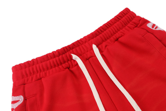 Ripple Wrinkle Texture Side Patch Logo Print Drawstring Waist French Terry Sweat Shorts 3 colors 29285822