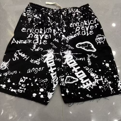 Splatter Graffiti Print Raw Hem Drawstring Terry Cloth Loose Sweat Shorts 4 colors 29285758