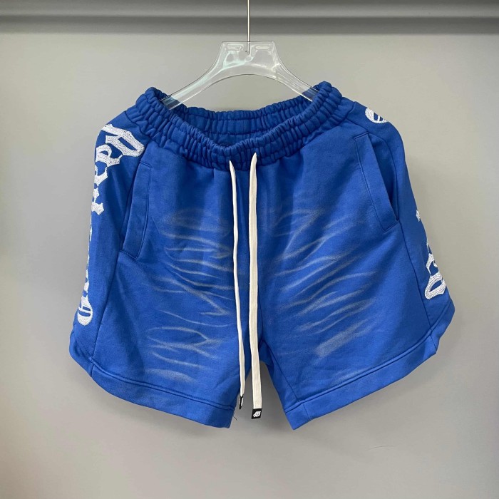 Ripple Wrinkle Texture Side Patch Logo Print Drawstring Waist French Terry Sweat Shorts 3 colors 29285822