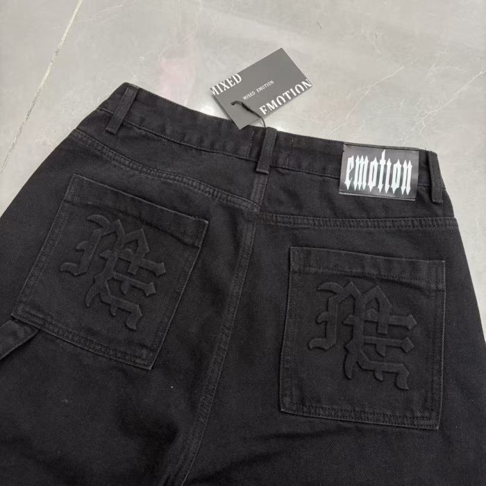 Double Front Pocket Rivet Stitch Panel Washed Men Carpenter Five Inch Denim Shorts 2 colors 29285744
