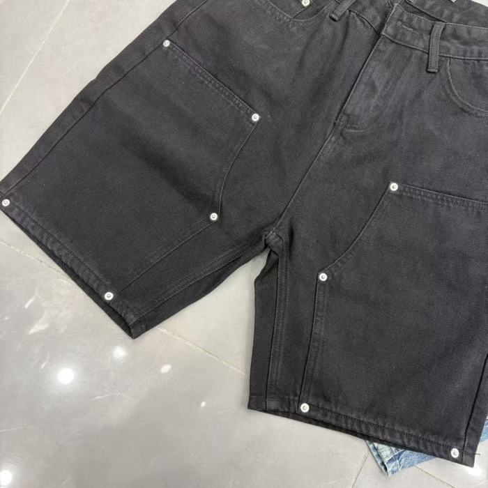 Double Front Pocket Rivet Stitch Panel Washed Men Carpenter Five Inch Denim Shorts 2 colors 29285744