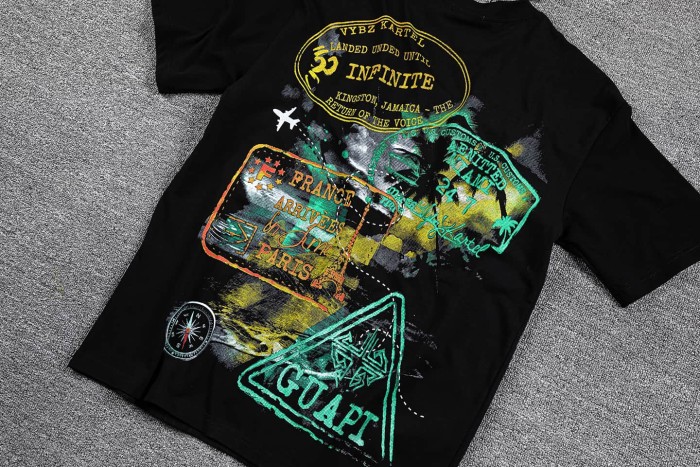 Double Sided Retro Portrait Stamp Collage Gradient Neon Print Washed Cotton Men Oversized T-Shirt 29285835