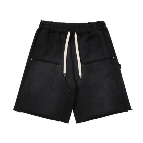 Cotton Terry Fabric Distressed Ripped Rivet Washed Drawstring Pocket Shorts 4 colors 29285643