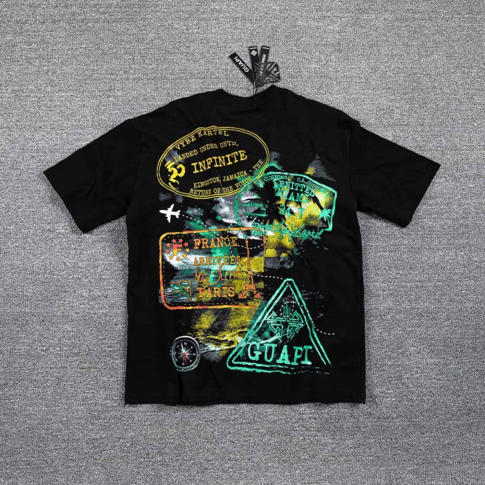 Double Sided Retro Portrait Stamp Collage Gradient Neon Print Washed Cotton Men Oversized T-Shirt 29285835
