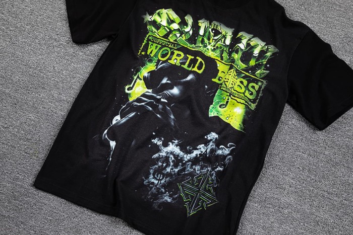 Double Sided Retro Portrait Stamp Collage Gradient Neon Print Washed Cotton Men Oversized T-Shirt 29285835