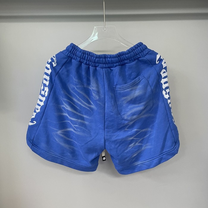 Ripple Wrinkle Texture Side Patch Logo Print Drawstring Waist French Terry Sweat Shorts 3 colors 29285822