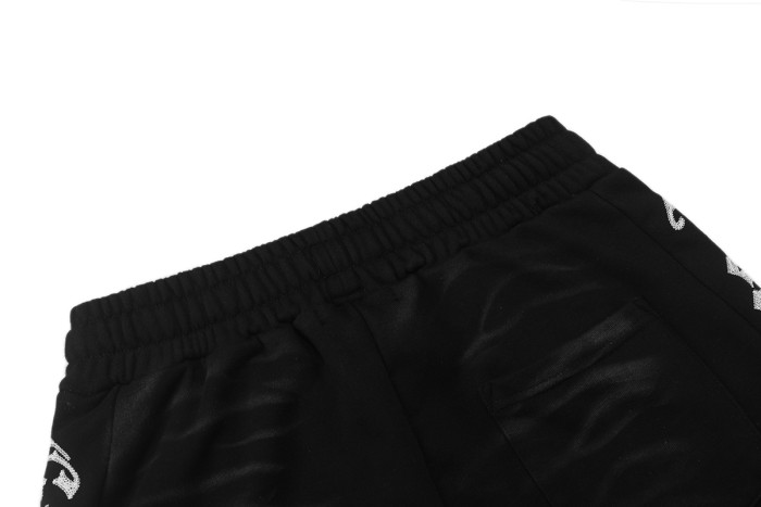 Ripple Wrinkle Texture Side Patch Logo Print Drawstring Waist French Terry Sweat Shorts 3 colors 29285822
