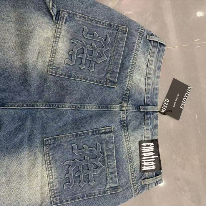 Double Front Pocket Rivet Stitch Panel Washed Men Carpenter Five Inch Denim Shorts 2 colors 29285744