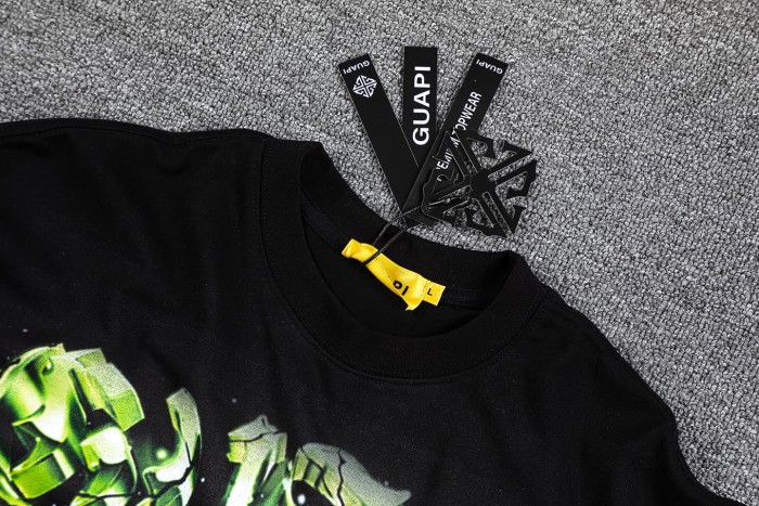 Double Sided Retro Portrait Stamp Collage Gradient Neon Print Washed Cotton Men Oversized T-Shirt 29285835
