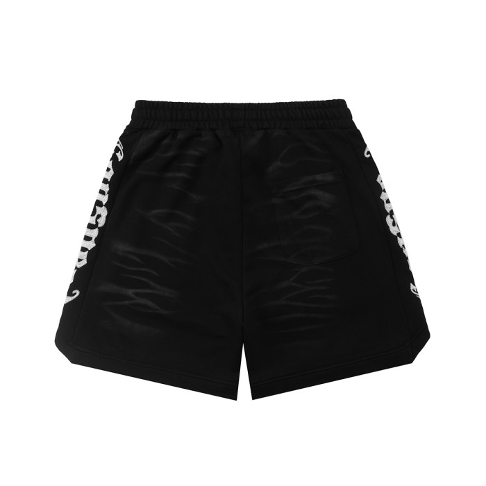Ripple Wrinkle Texture Side Patch Logo Print Drawstring Waist French Terry Sweat Shorts 3 colors 29285822