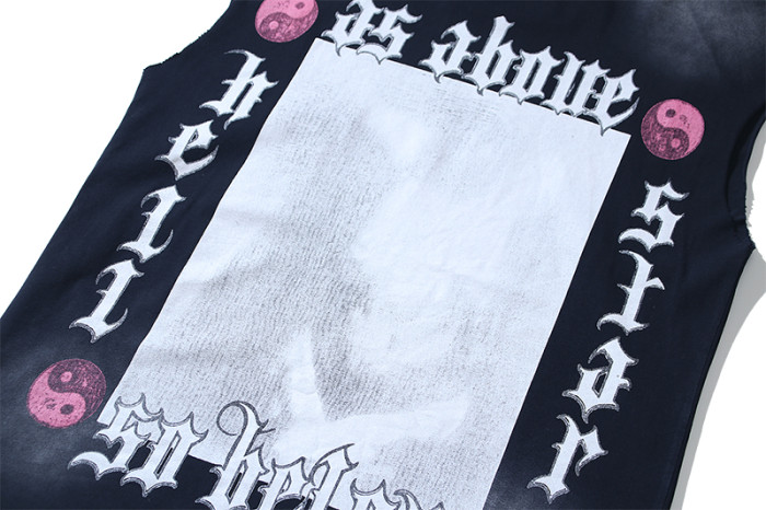 Gothic Letter Pink Yin Yang Religious Figure Double Sided Print Sleeveless Tank Top 29287307