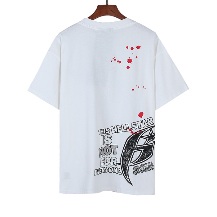 Speckled Texture Star Logo Blood Splatter Double Sided Oversized Tee 29287258
