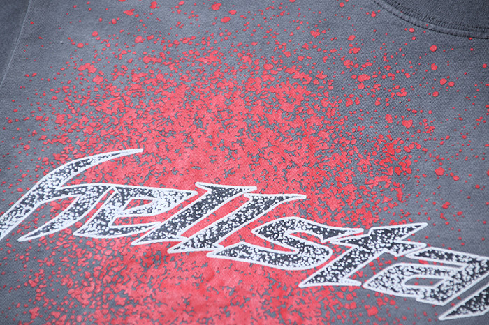 Jagged Script Logo Red Blood Splatter Drip Double Sided Print Print Oversized Tee 29287292